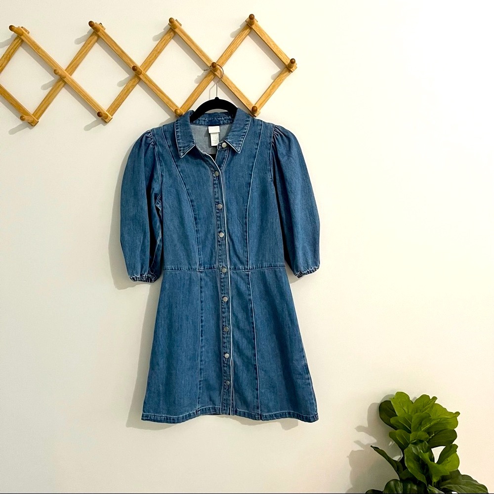 Puff Sleeve Denim Dress